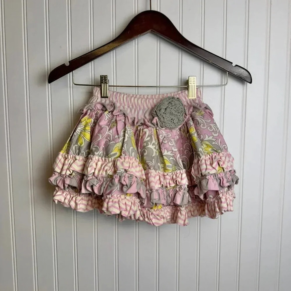 Mustard Pie Girl's Size 5 Ruffled Frilly Skirt Pink, Floral P27 - Picture 1 of 6